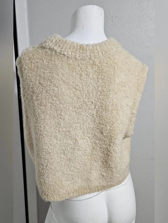 Free People Margot Textured Cropped Sweater Vest Neutral Size XS - Picture 8 of 10